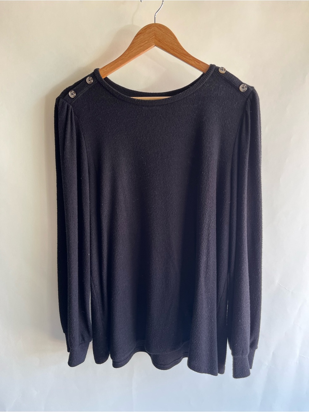 LC Lauren Conrad Long Sleeve Blouse Slightly Puffed Sleeves Black Sz XXL Preppy